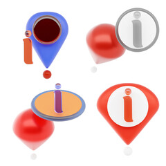 3D Information Location Pin Icon with Modern Navigation and Public Guide Map Style