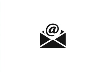 Solid black email icon; open envelope with @ symbol