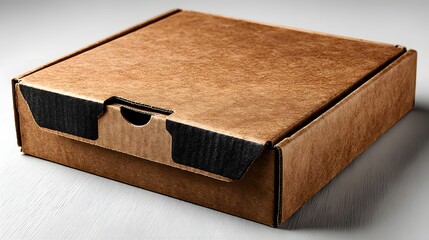 Plain Brown Cardboard Pizza Box on White Surface
