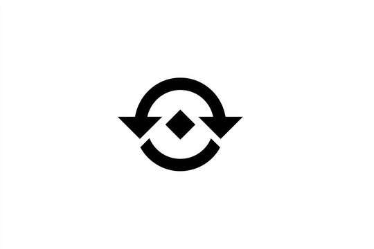Circular double-arrow symbol with diamond