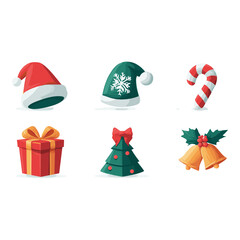 Christmas Holiday Cartoon Icons Set