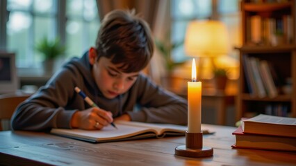Meditation for students under pressure helps calm mind and improve focus during study time with candlelight creating peaceful atmosphere