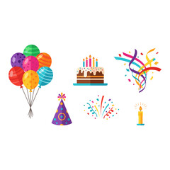 Obraz premium Celebration Party Elements Flat Icons Set