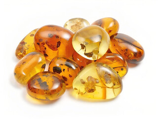 amber with natural stone isolated over white background