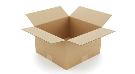 Empty cardboard box open, ready for use.