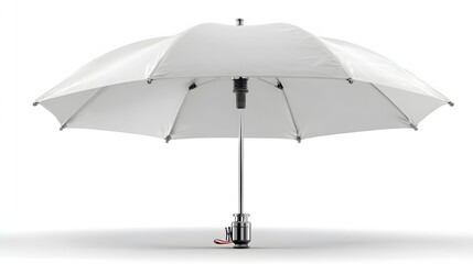 White Umbrella with Metal Frame and Automatic Open Mechanism for Outdoor Sun and Rain Protection