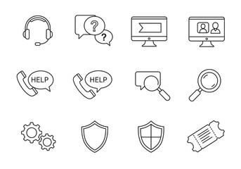 A collection of helpline tech and security icons