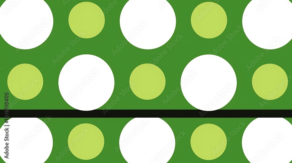 Poster green backdrop design with large white and small green circles arranged in rows