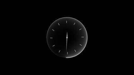Abstract bright neon clock black background. neon light clock icon. clock with glowing neon light 24 Hour Day Fast Speed. Red circle digital and analog clock looped