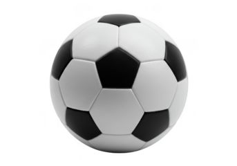 A black and white soccer ball isolated on transparent background