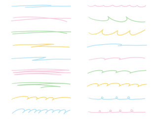 手書き風の線のベクターイラストセット。手描き、飾り、落書き、線画