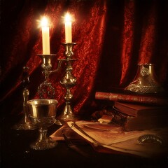 Candlelit study evokes vintage mood