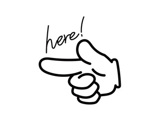 手のアイコン_人差し指_02_Here_横