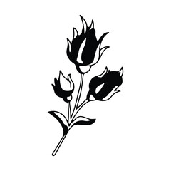 Vintage Rose Vector, Black and White Floral Line Art