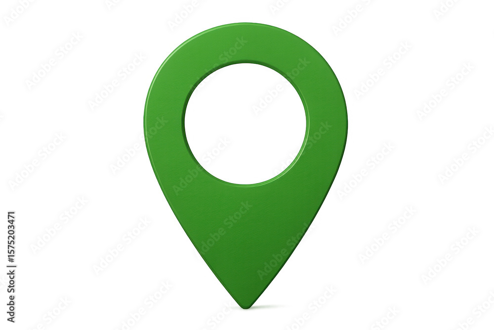 Poster green map pin indicating a precise location on a transparent background, ideal for travel and naviga