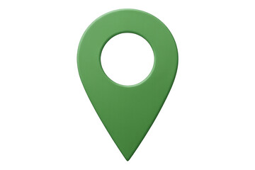 Green map pin icon pointing location on a transparent background, ideal for navigational and location-based applications
