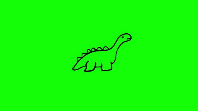 4K motion graphic animation of dinosaurus icon. Frame by frame animation of dinosaurus icon on chroma key green screen background.