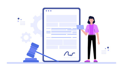 Legal advisor drafting business operating agreements flat vector illustration