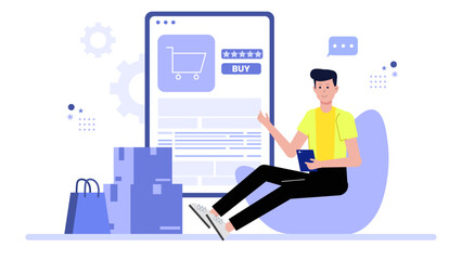 E-commerce seller tracking real-time order updates flat vector illustration