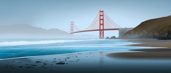 Obraz premium Golden Gate Bridge misty ocean landscape