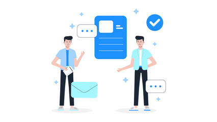 Legal advisor drafting business operating agreements flat vector illustration