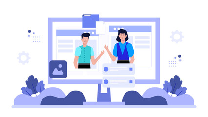 Remote Team Co-Writing Proposal in Real-Time Editor, Flat Vector Illustration 