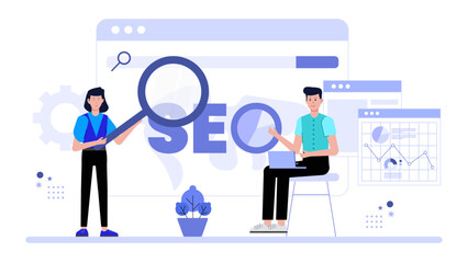 Business Owner Editing Product Descriptions for SEO Flat Vector Illustration