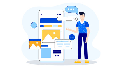 UI Designer Creating Button Variants for Design Guide Flat Vector Illustration