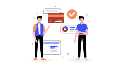 Digital Marketing Team Handling Affiliate Partnerships Flat Vector Illustration