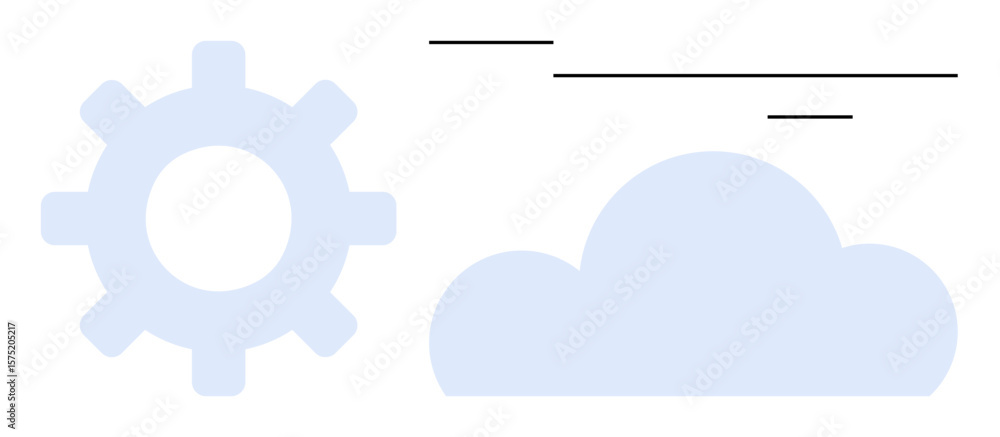 Poster gear and cloud represent technology, process optimization, networking, and data storage. ideal for c