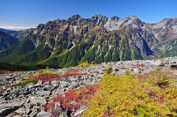 蝶ヶ岳から望む穂高連峰と槍ヶ岳