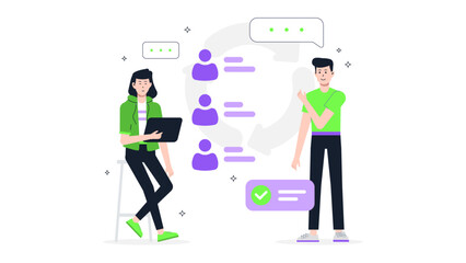 Product Team Prioritizing Backlog with Voting Tool Flat Vector Illustration