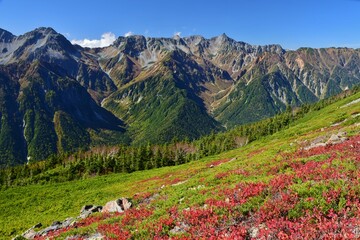蝶ヶ岳から望む穂高連峰と槍ヶ岳