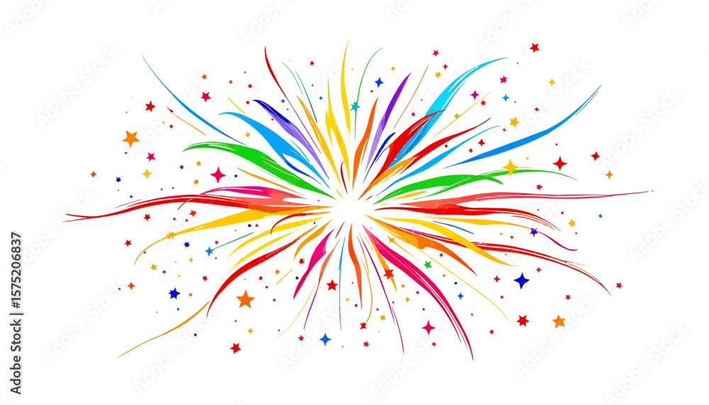 Poster vibrant fireworks explode in a burst of color, creating a festive and celebratory atmosphere, perfec