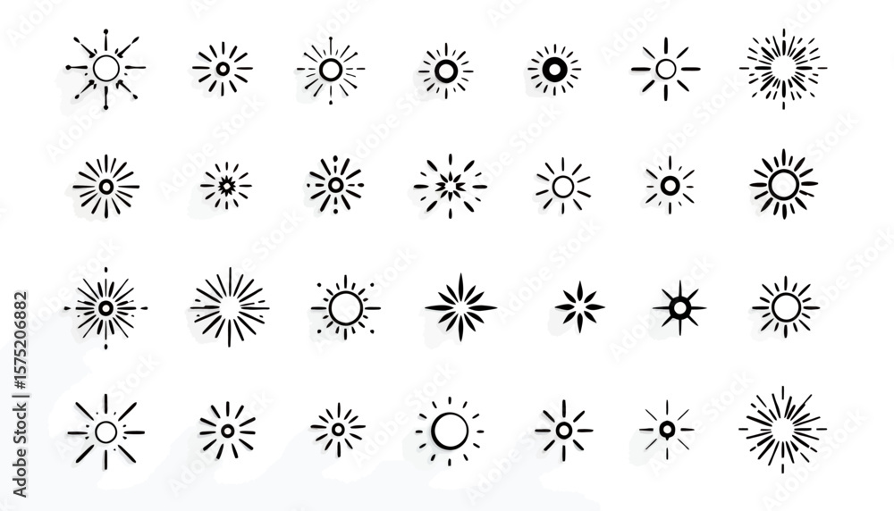 Poster set of vector fireworks in various styles, perfect for adding a celebratory touch to designs with tr