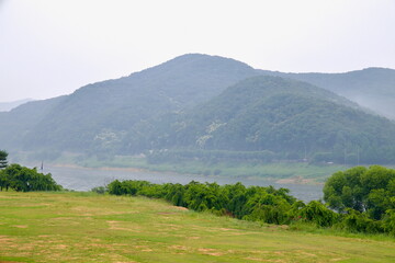 Misty Geum River and Hills Seen from Seokjangni