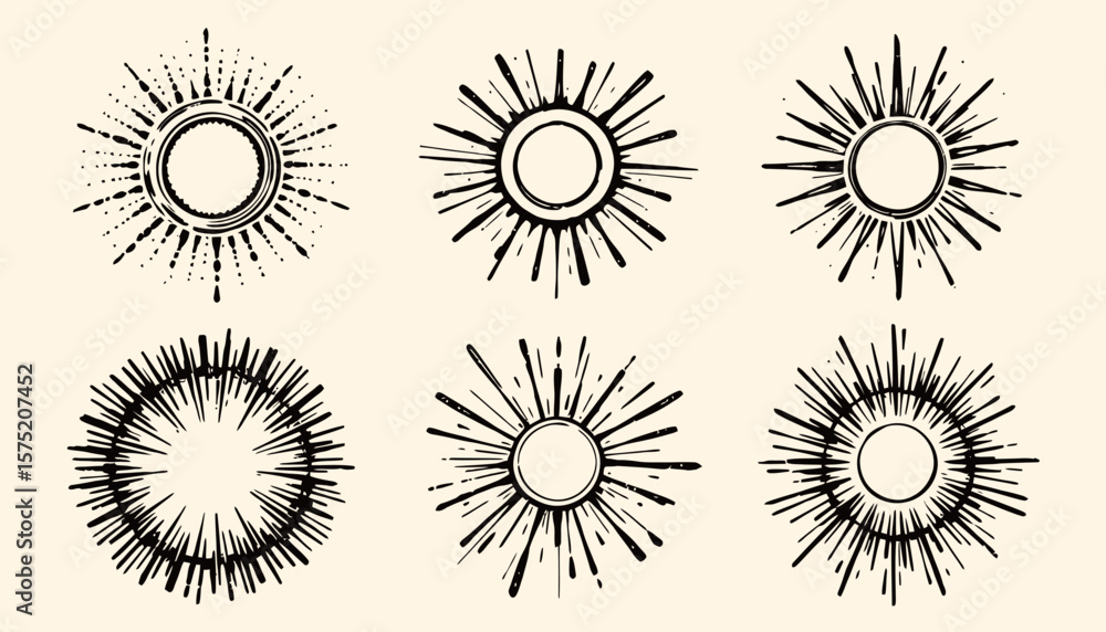 Aufkleber a collection of six unique firework designs, presented in a transparent png vector format, ideal for