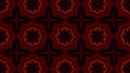 Kaleidoscope vintage retro circle flower pattern mosaic background. thai style art. dark red motion.