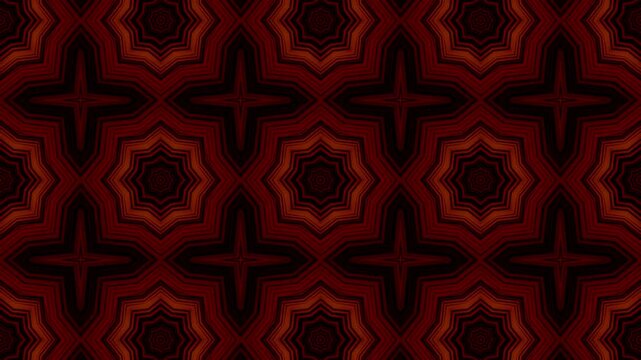 Kaleidoscope vintage retro circle flower pattern mosaic background. thai style art. dark red motion.