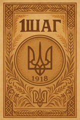 Vintage Poster of Ukrainian "1 SHAG" Coin with Tryzub &mdash; AI Generated