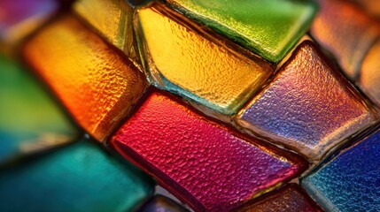 Close-up of vibrant stained glass