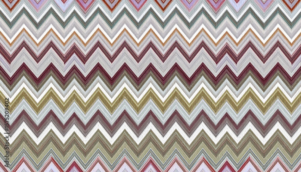 Poster repeating chevron herringbone pattern with fine textured overlay and various colors on white backgro