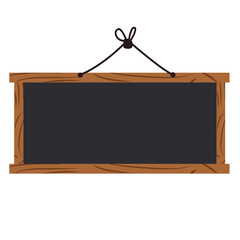 Wide rectangular blackboard with wood frame and top string, suitable for educational posters, UI components, or restaurant signboards. © Art