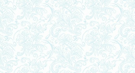 Fototapeta premium Floral Pattern Delicate Light Blue on White Background