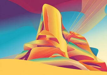 Abstract layered landscape in vibrant colors