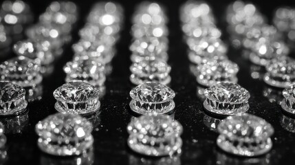 Close-up of many small, clear gems