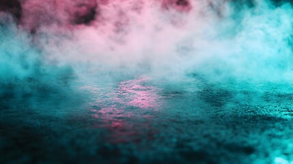 Abstract Teal and Pink Foggy Ground Background
