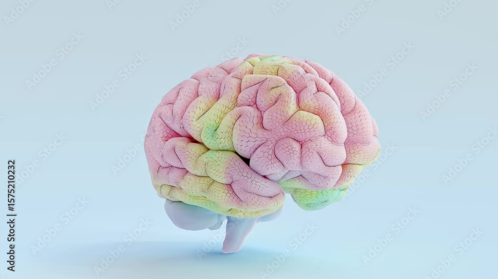 Poster brain working that shows creative work. use multiple pastel colors for interest. minimal idea concep