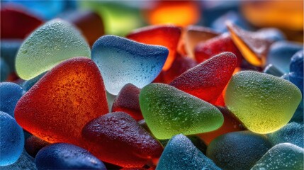 Colorful glass shards close-up