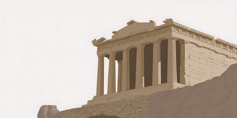 Parthenon atop acropolis hill ancient ruins